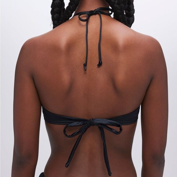 NWT Good American Size 2 M Lilac Purple Shine Ruched Halter Tie Bikini Swim Top - Picture 8 of 9